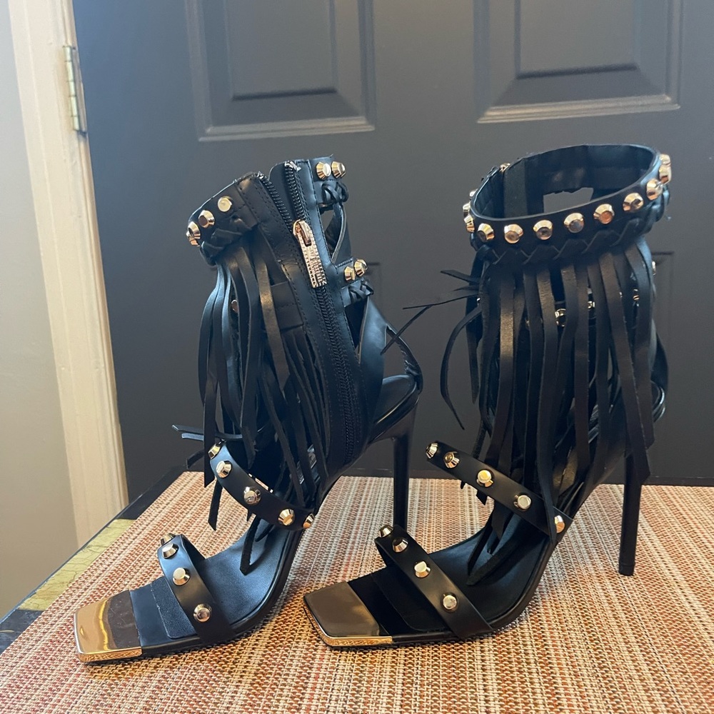 Ivy Kirzhner gold studded fringe heels  BRAND NEW